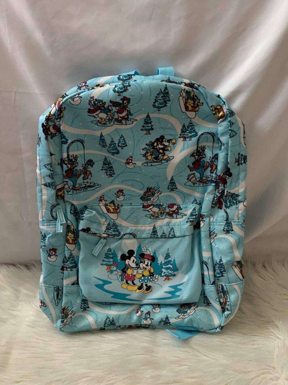 DISNEY PARKS Mickey Mouse & Friends Winter Wonderland Backpack in Blue